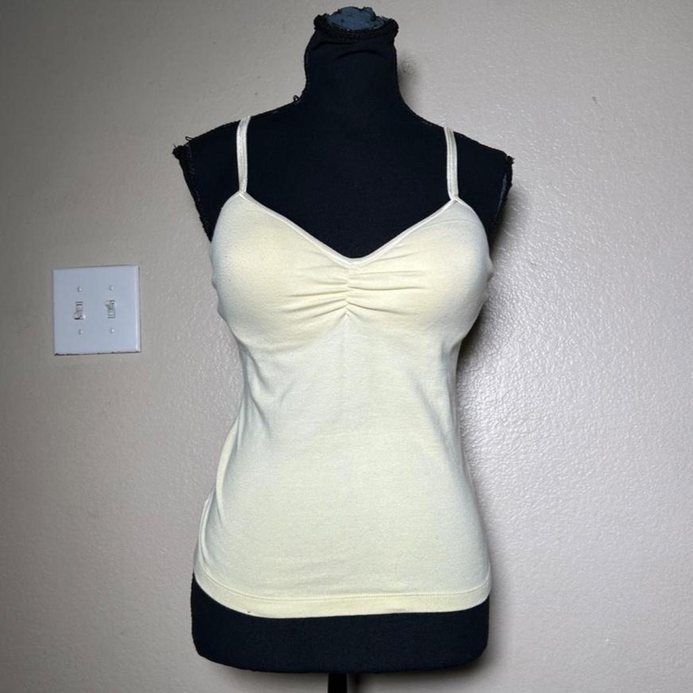 One Step Up Vintage Yellow Ruched Cami Tank Top Fitted Y2K 2000s XL
